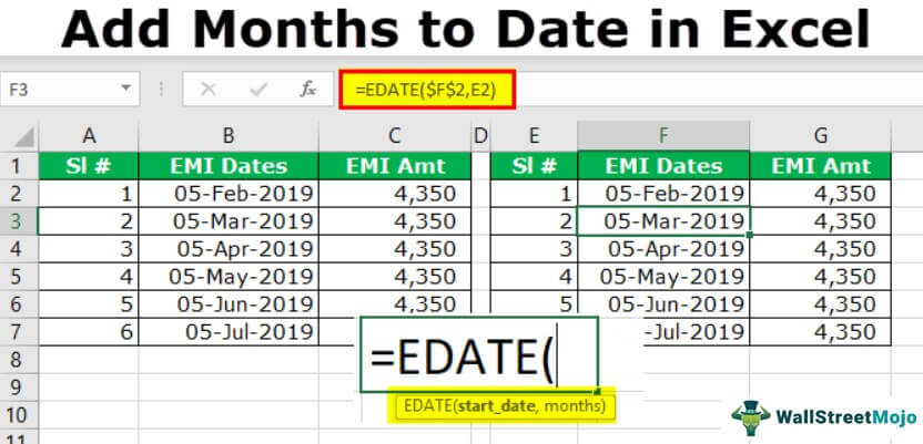 Excel Add Months To Date Minus 1 Day