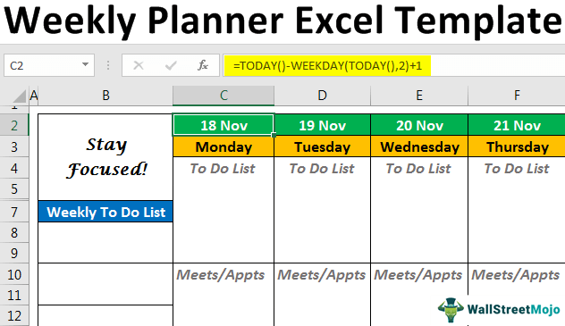 Шаблон Еженедельного Планировщика Excel